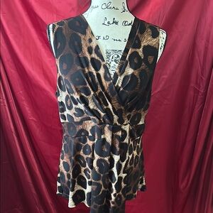 Black and Brown Wrap Blouse Sleeveless
